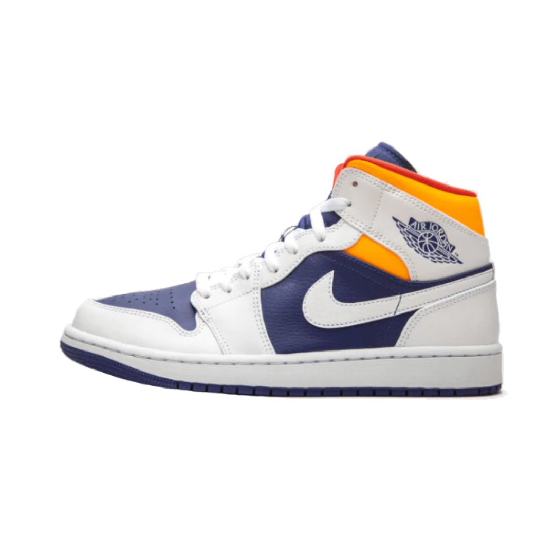 Air Jordan 1 Mid White Laser Orange Deep Royal Blue