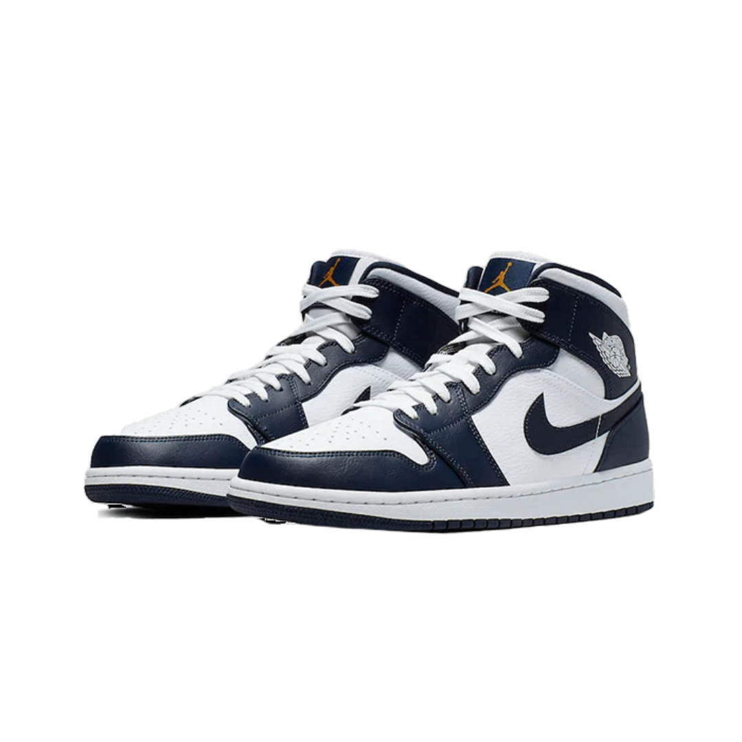 Air Jordan 1 Mid White Metallic Gold Obsidian