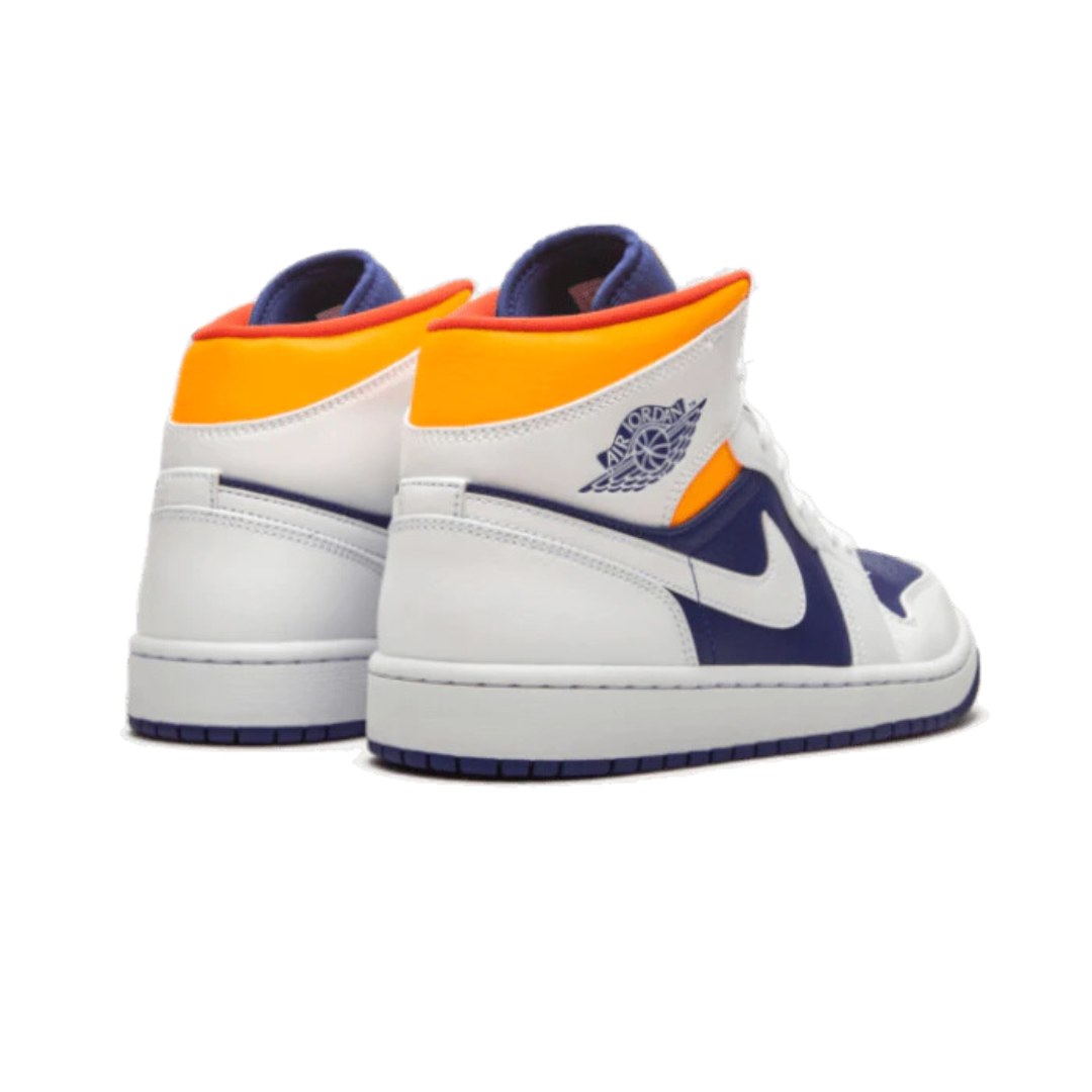 Air Jordan 1 Mid White Laser Orange Deep Royal Blue